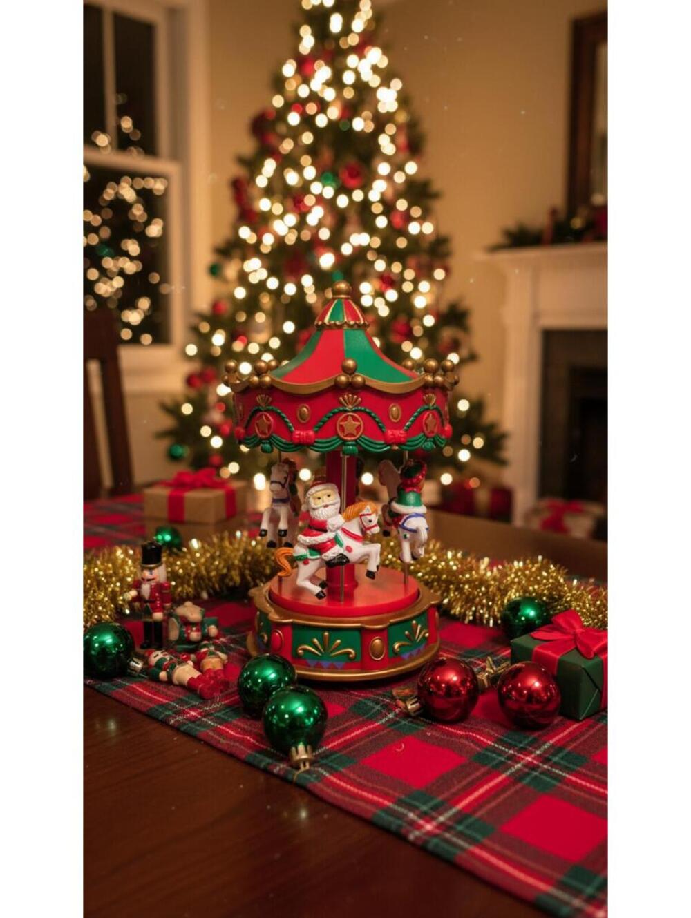 Vintage Electronic Christmas Carousel 12 Melodies 1990s New Batteries Included
